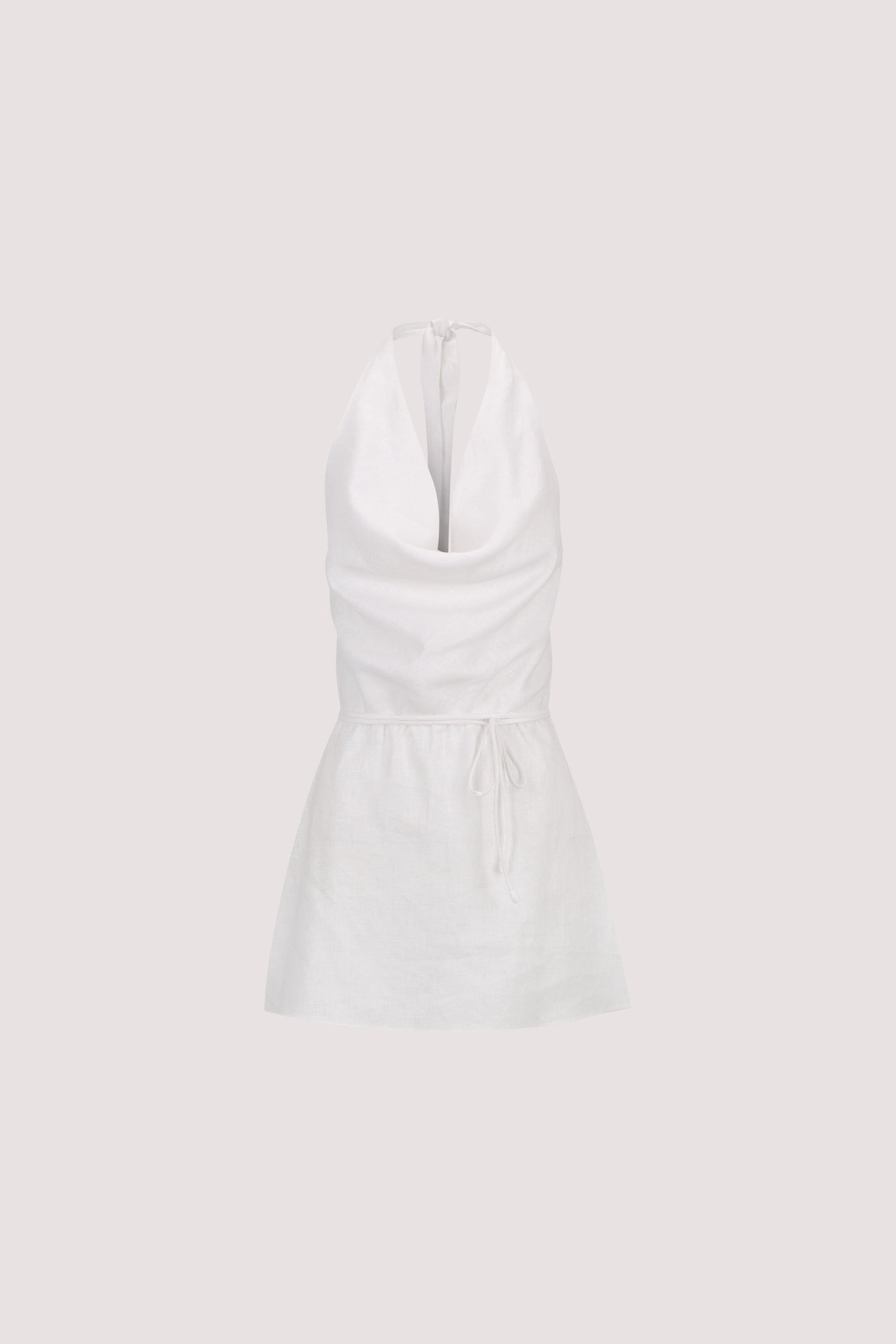 HAYLEE WHITE SLEEVELESS LINEN COWL TOP Clothing DISSH Boutiques 