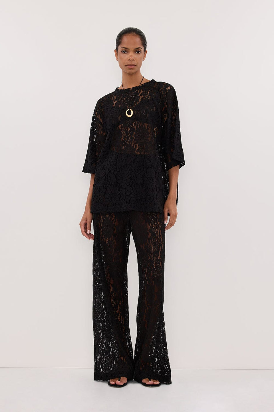 WILMA BLACK LACE TEE - PRE ORDER Clothing DISSH Boutiques 4 BLACK 