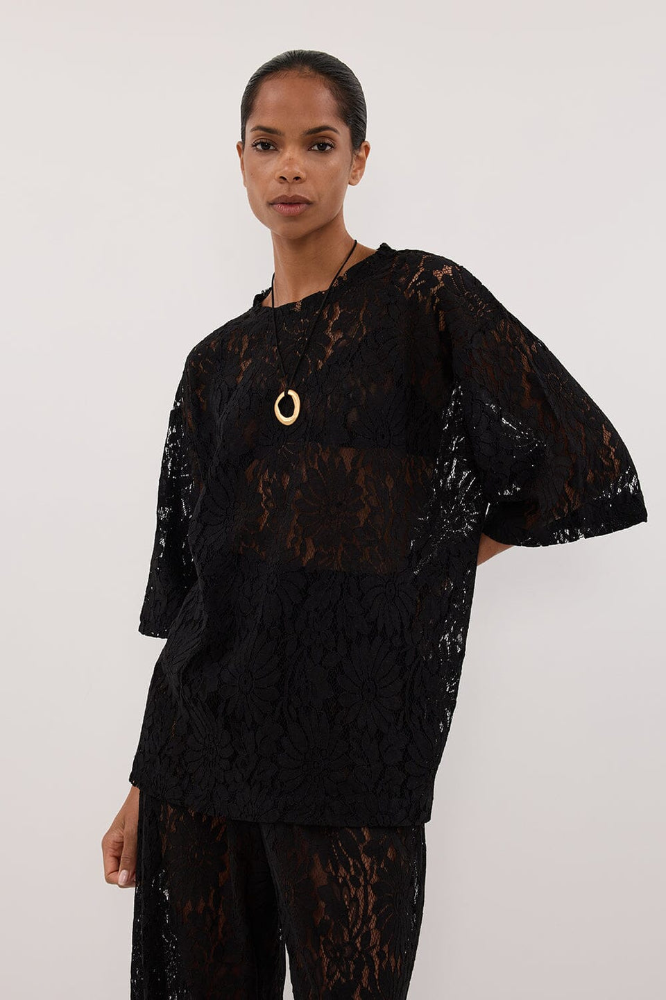 WILMA BLACK LACE TEE - PRE ORDER Clothing DISSH Boutiques 