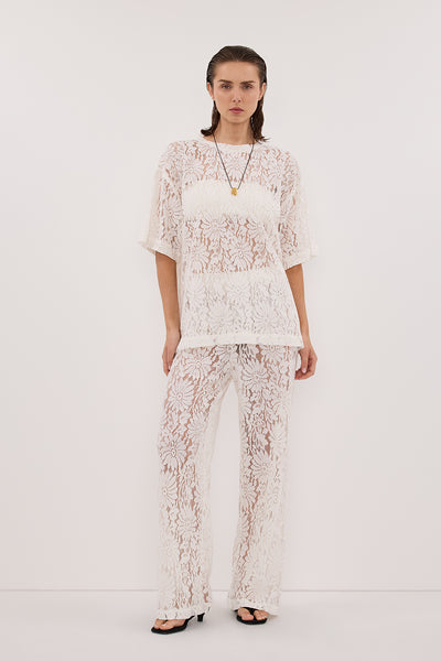 Stas wearing WILMA WHITE LACE TEE