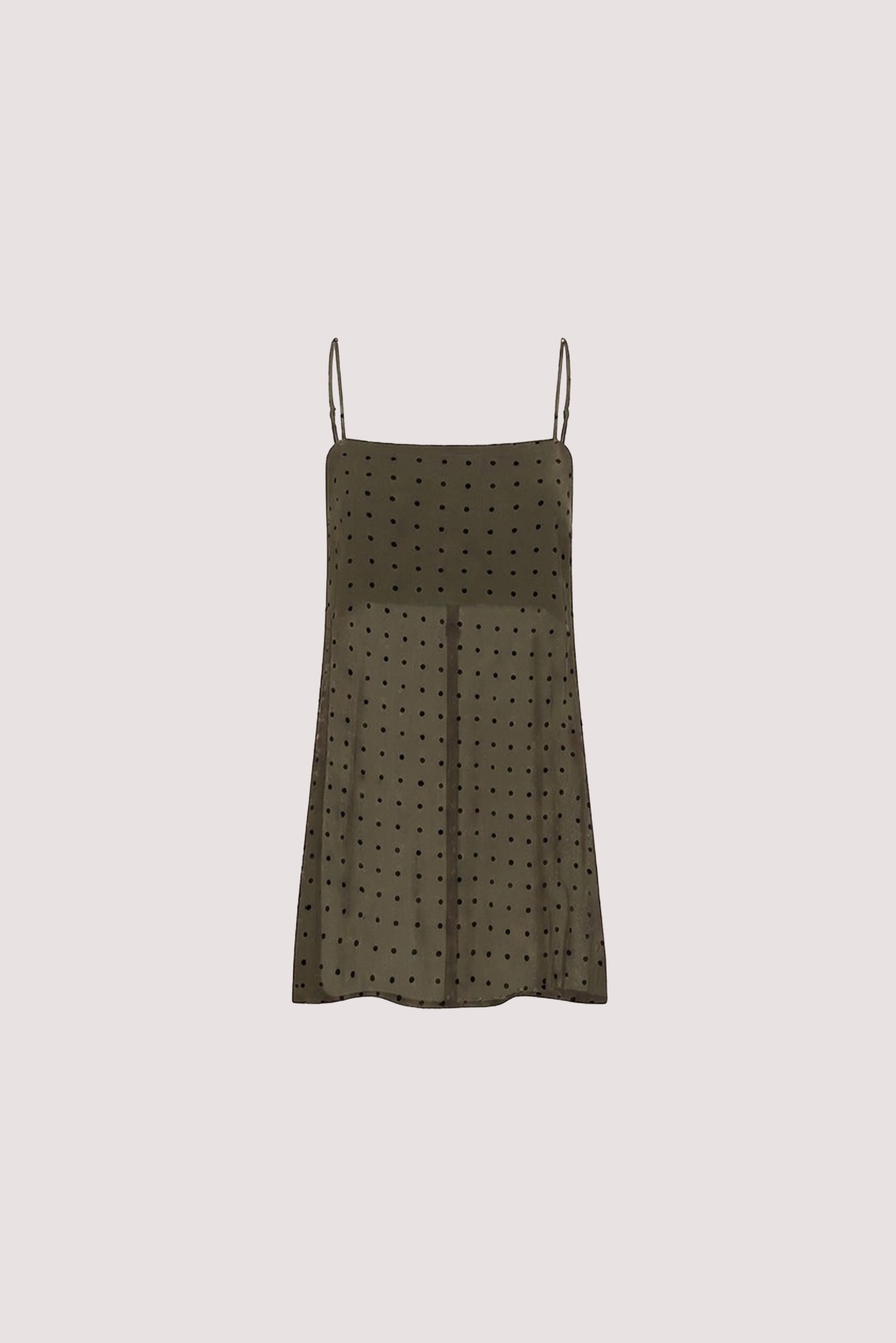 VANESSA KHAKI SLEEVELESS SPOT CAMI TOP