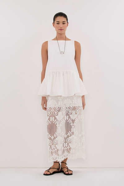 Aude wearing JO WHITE COTTON DROP WAIST TOP