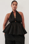 TAMMY BLACK SLEEVELESS COTTON HALTER TOP