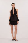 TAMMY BLACK SLEEVELESS COTTON HALTER TOP