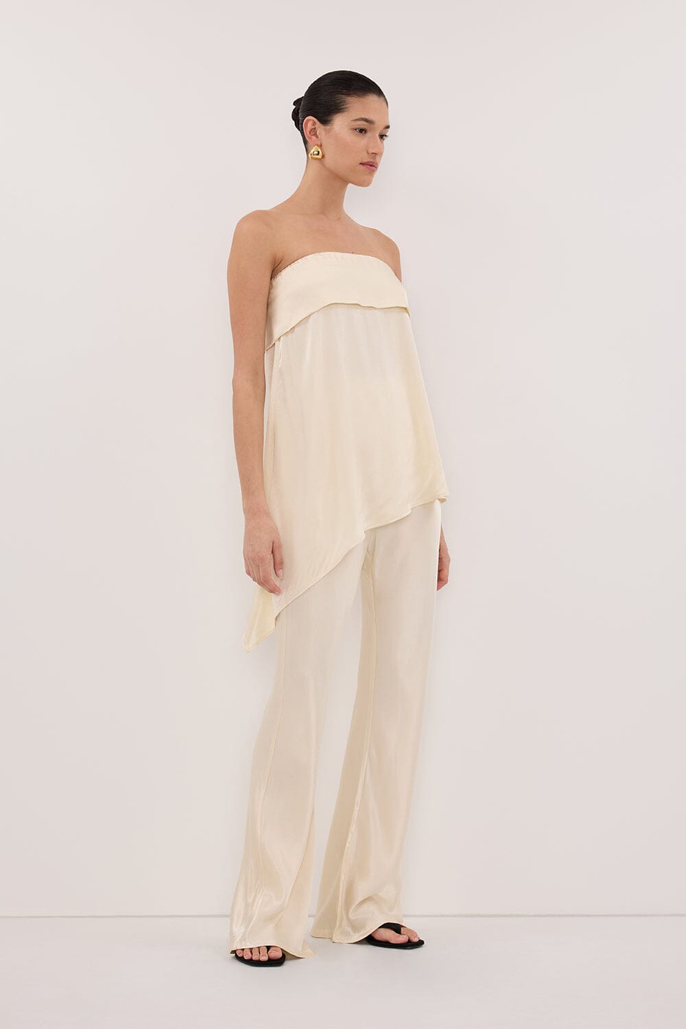 SANDER CREAM STRAPLESS SATIN TOP Clothing DISSH Boutiques 