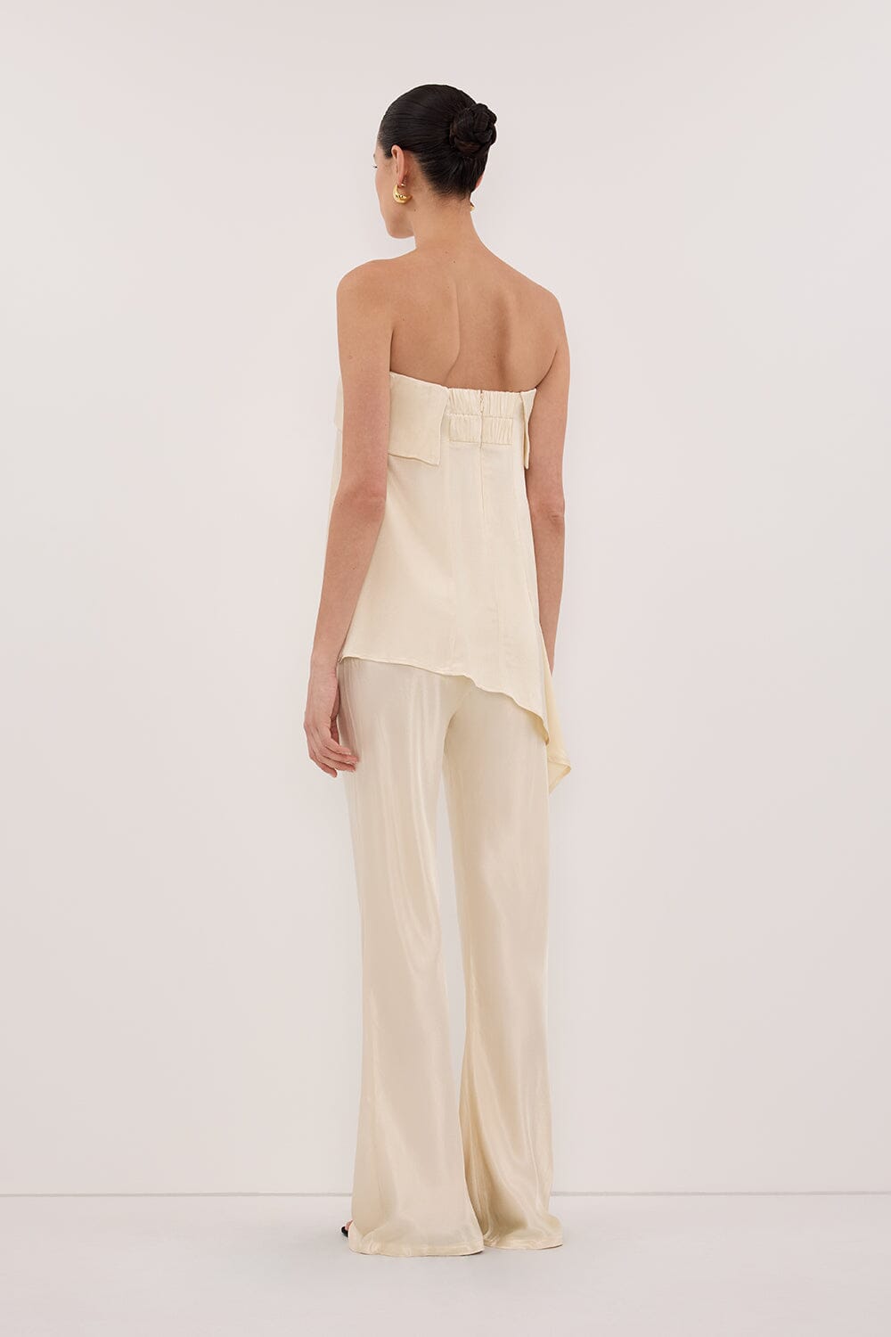 SANDER CREAM STRAPLESS SATIN TOP Clothing DISSH Boutiques 