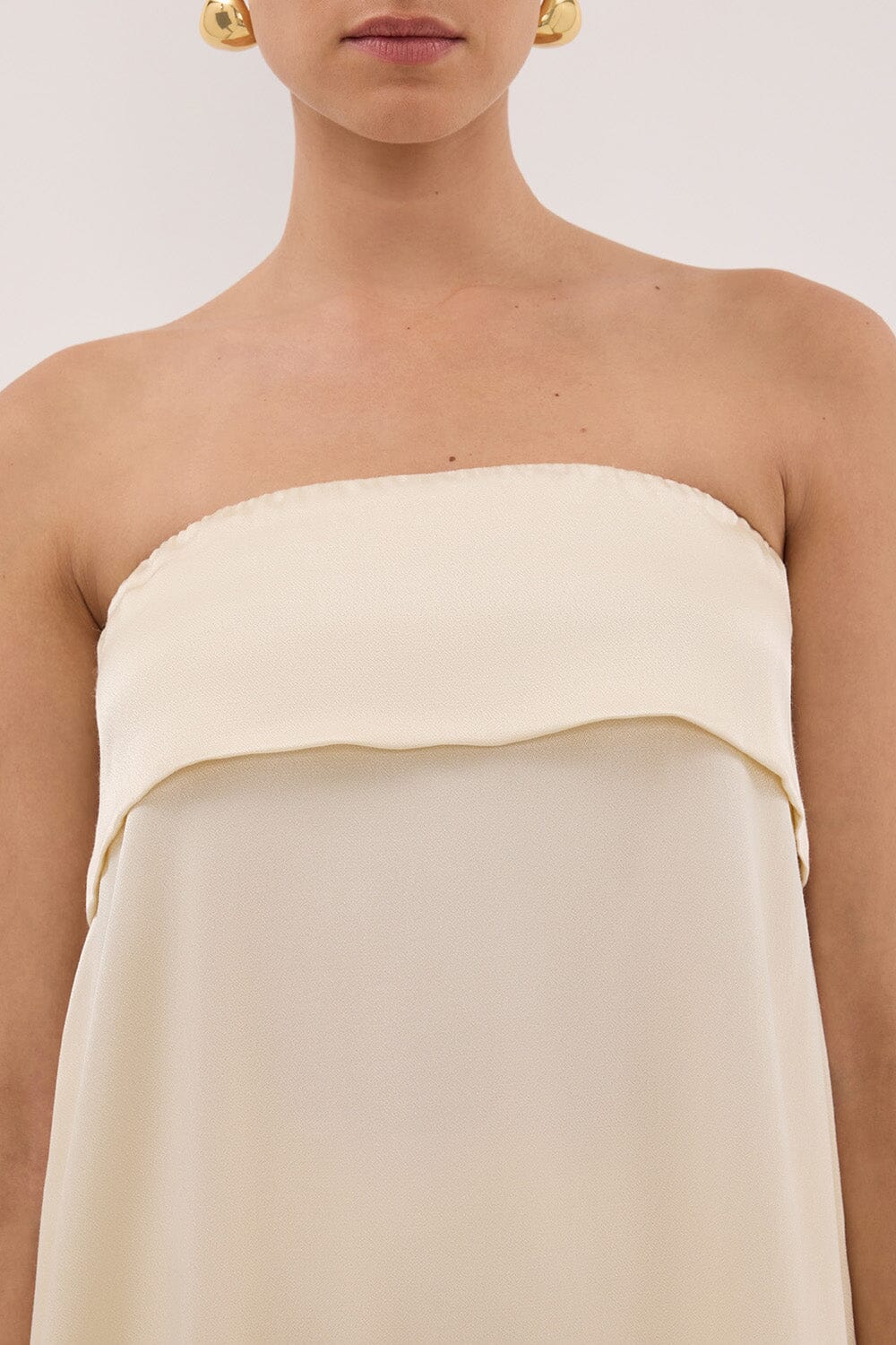 SANDER CREAM STRAPLESS SATIN TOP Clothing DISSH Boutiques 