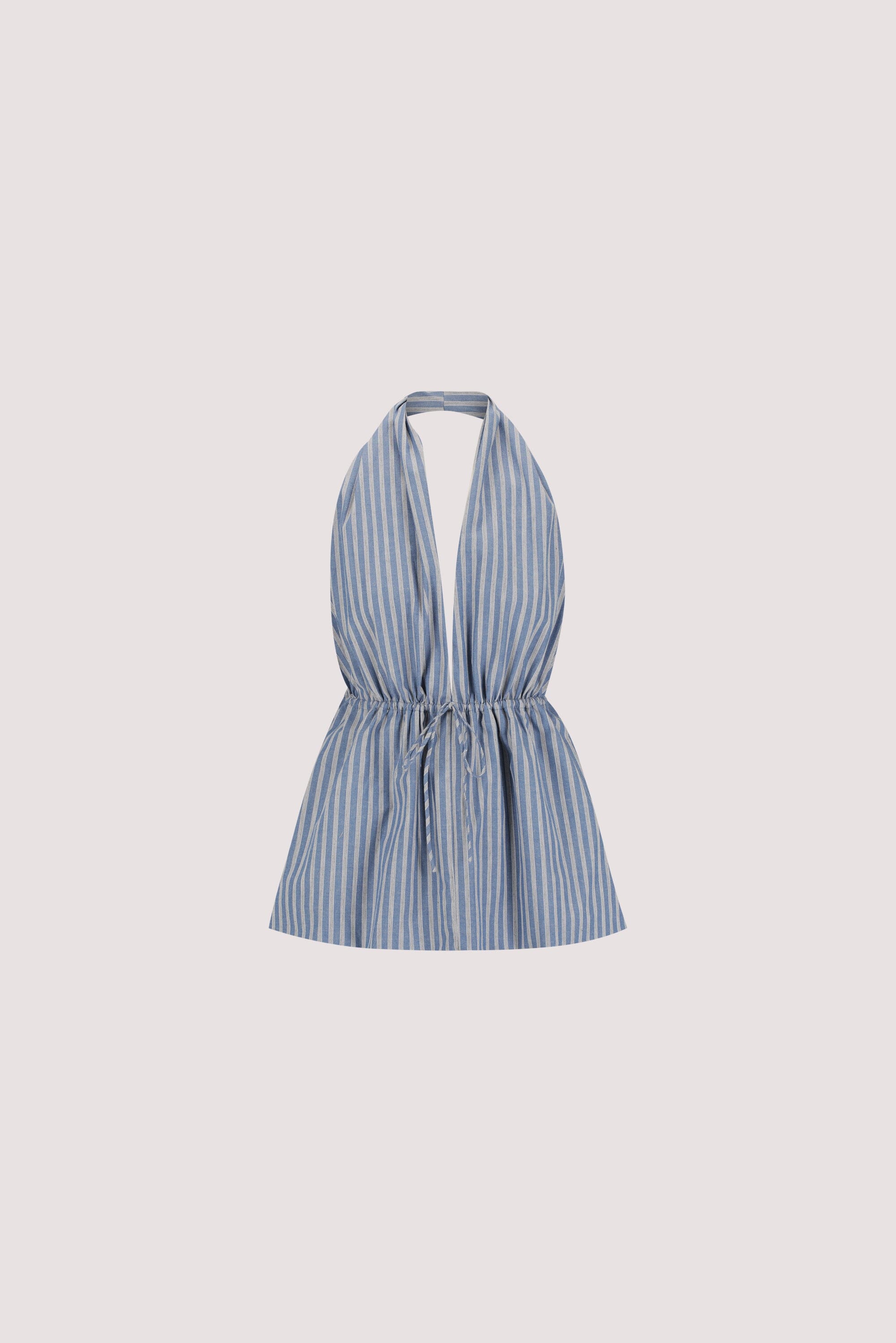 GRACIE BLUE STRIPE HALTER TOP