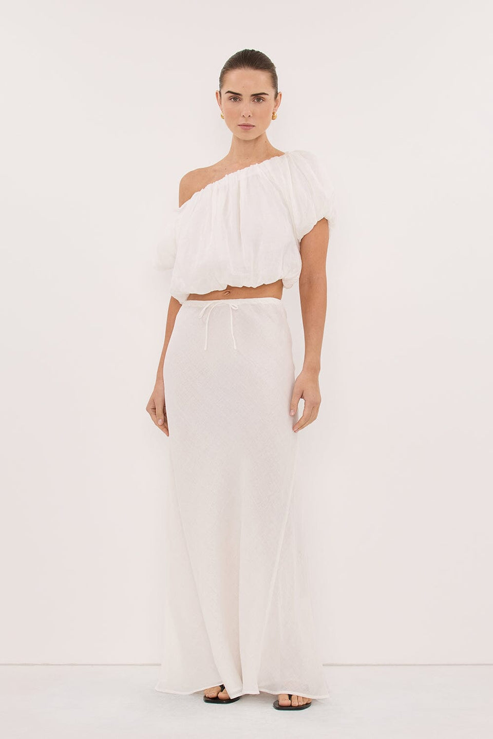 ARLO WHITE RAMIE OFF SHOULDER BUBBLE TOP Clothing DISSH Boutiques 