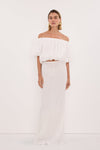 ARLO WHITE RAMIE OFF SHOULDER BUBBLE TOP