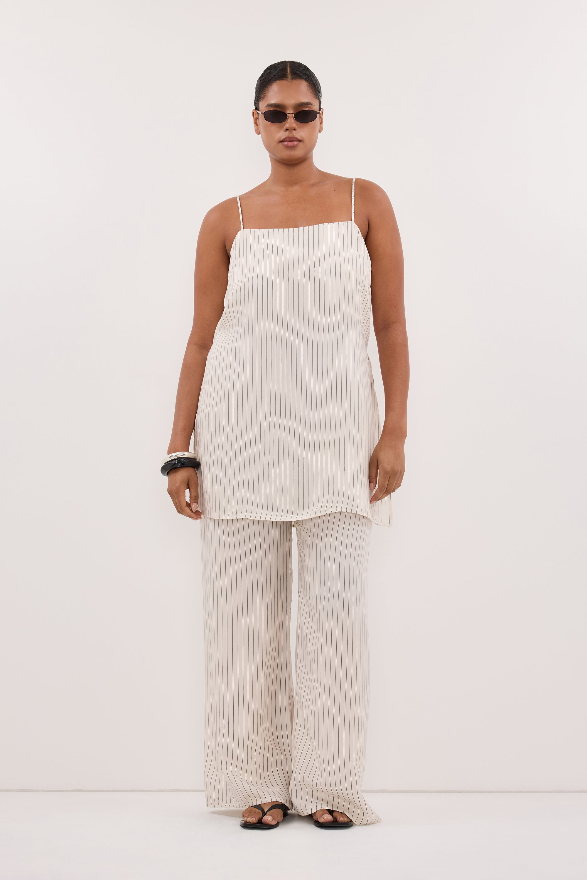 AMARA CREAM STRIPE CUPRO CAMI TOP