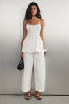 ZAHARA WHITE COTTON RUCHED TOP