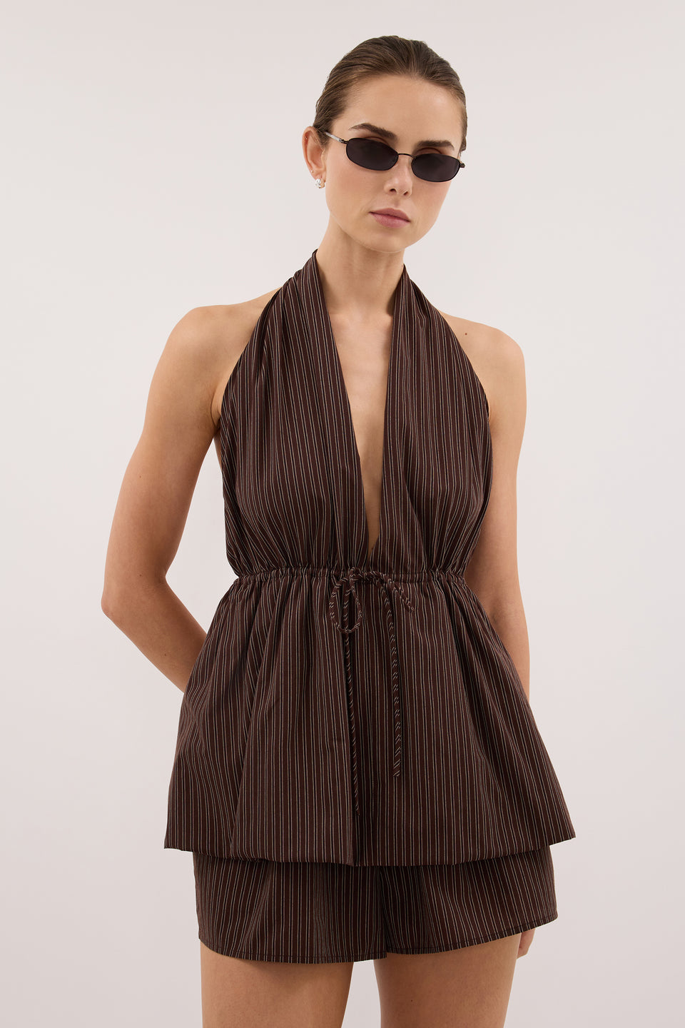 SOLACE CHOC STRIPE COTTON TOP