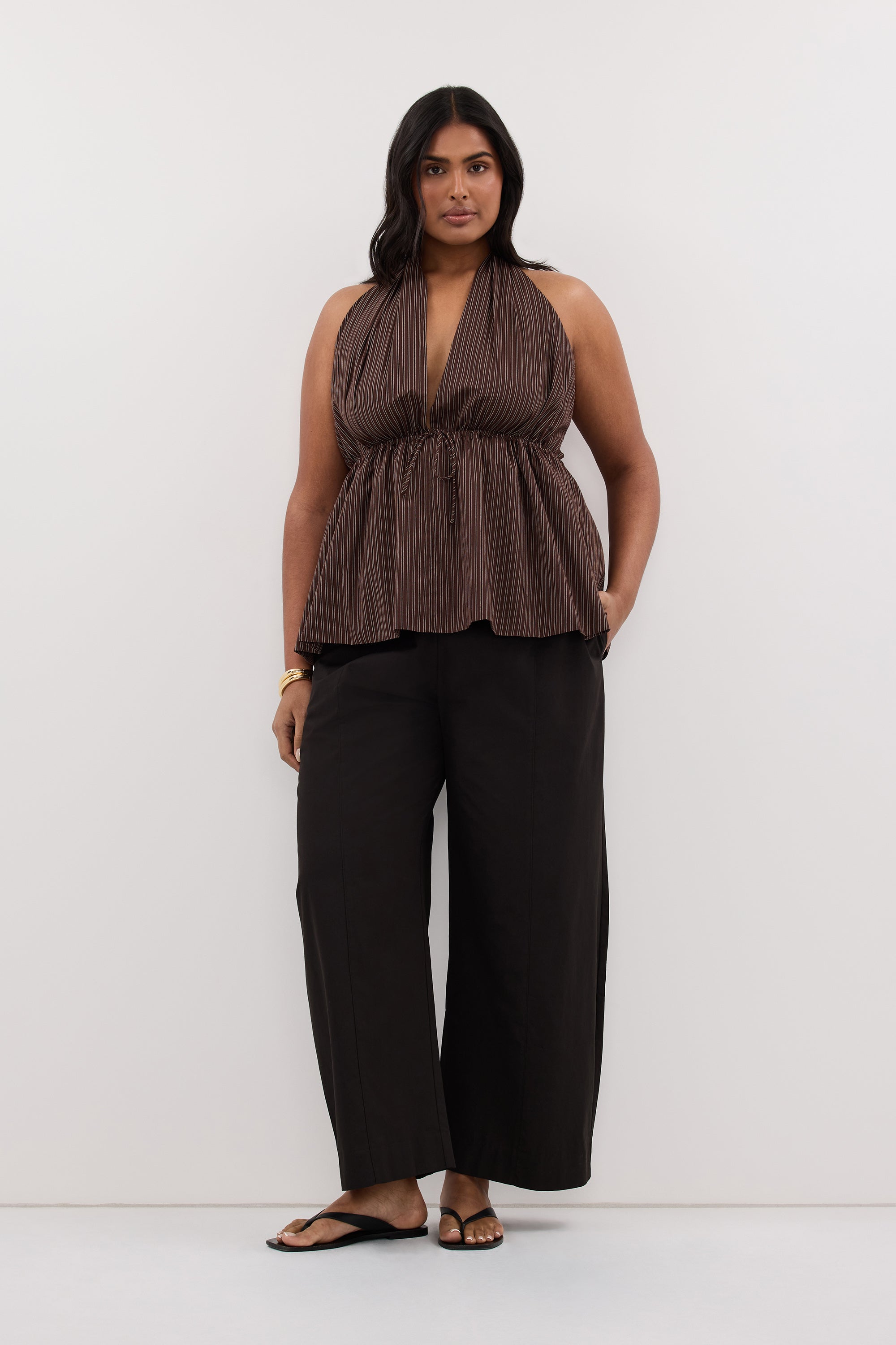 SOLACE CHOC STRIPE COTTON TOP