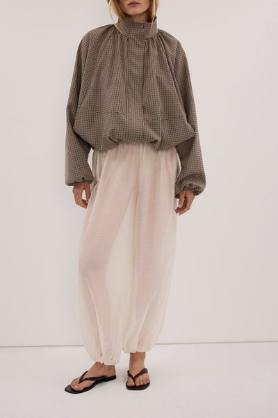 Zoe wearing LENA IVORY SHEER BALLOON PANT - PRE ORDER