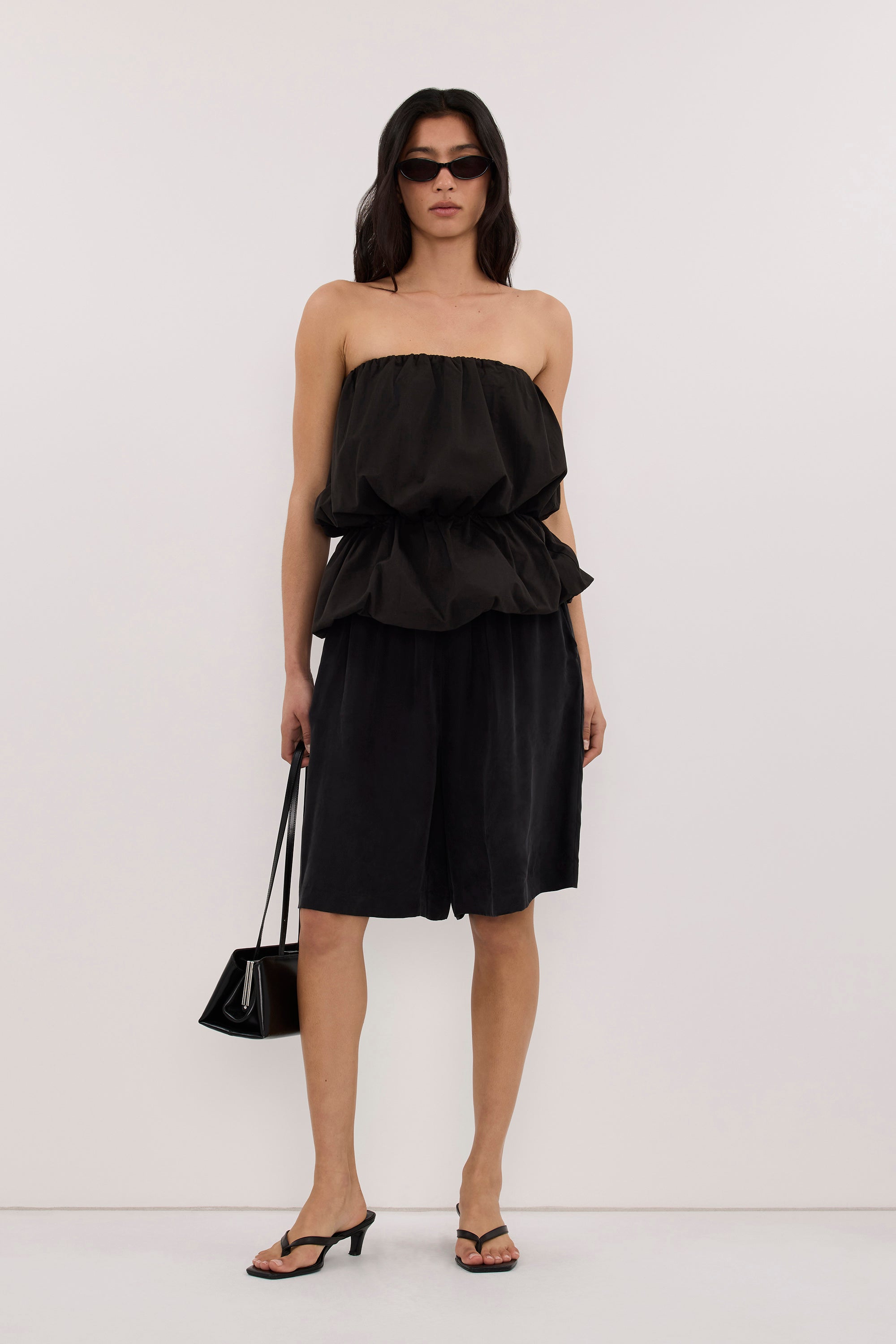 MARTINA BLACK COTTON BUBBLE TOP