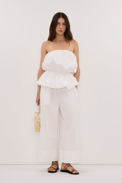 Aida wearing MARTINA WHITE COTTON BUBBLE TOP 