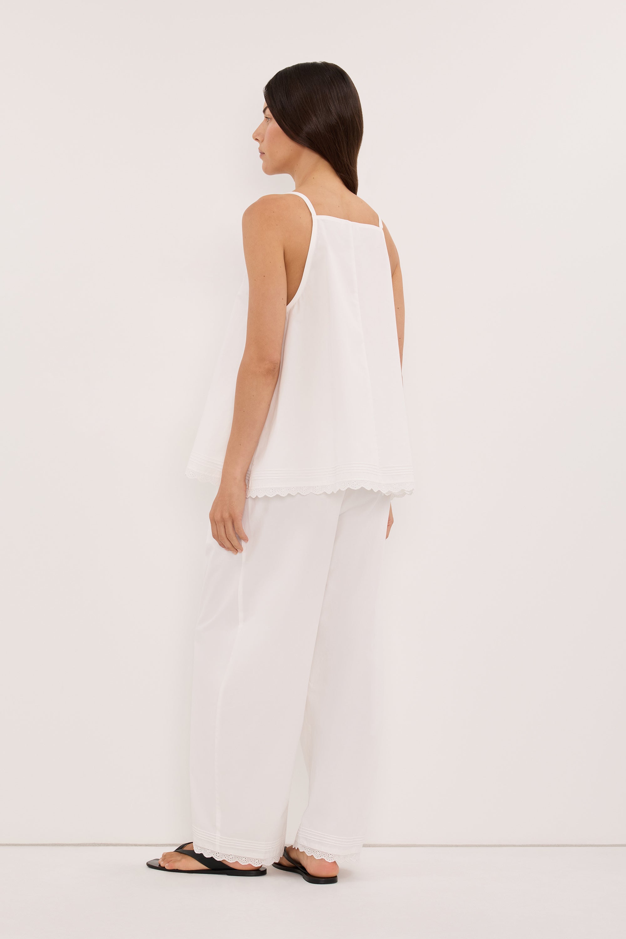 ARLETTE WHITE COTTON HIGH NECK TOP