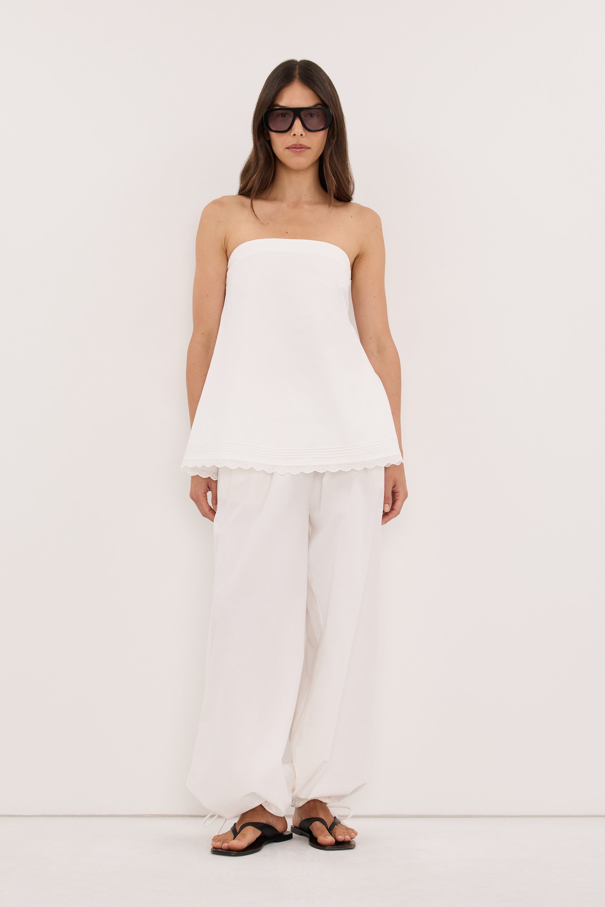 ARLETTE WHITE COTTON STRAPLESS TOP