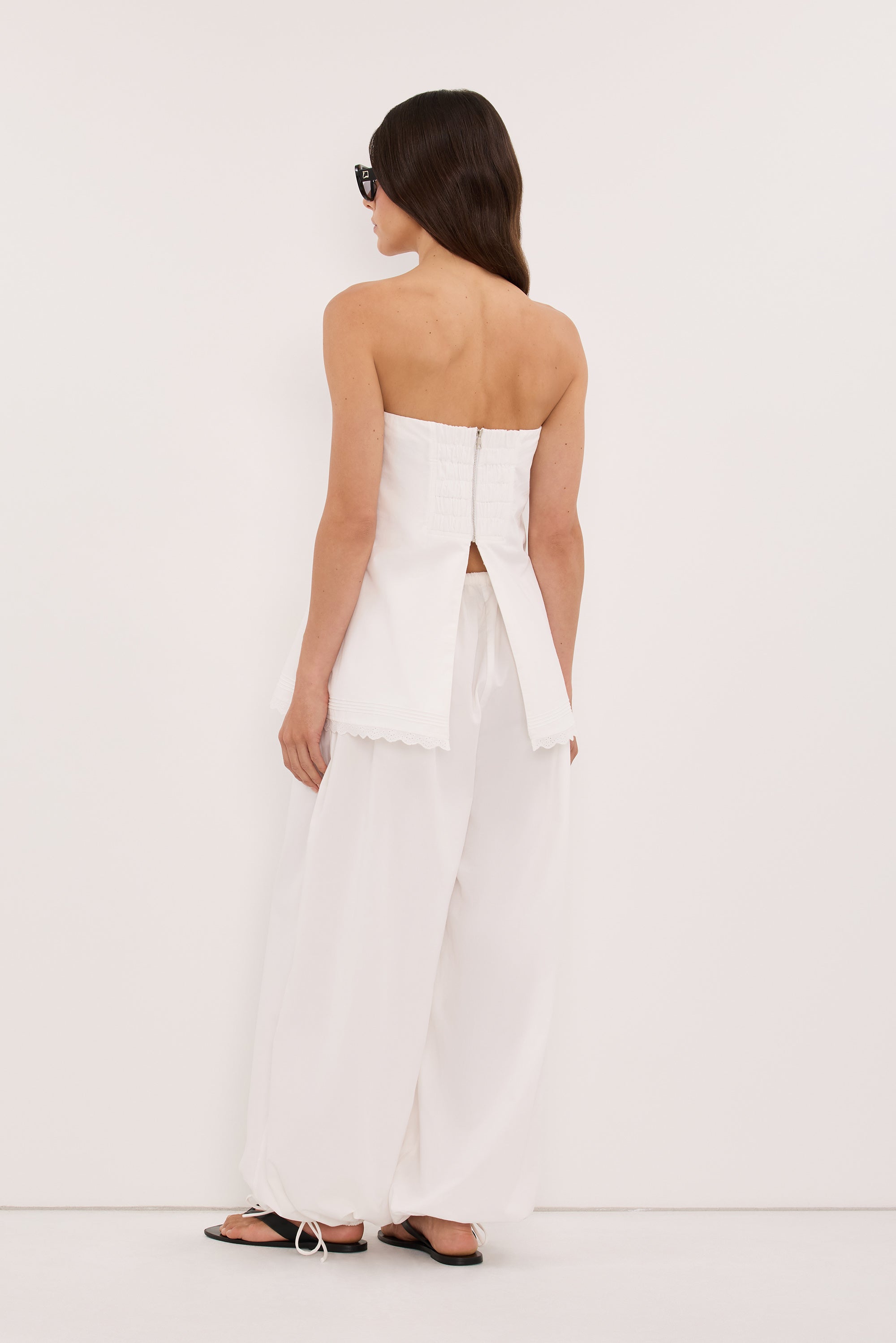 ARLETTE WHITE COTTON STRAPLESS TOP