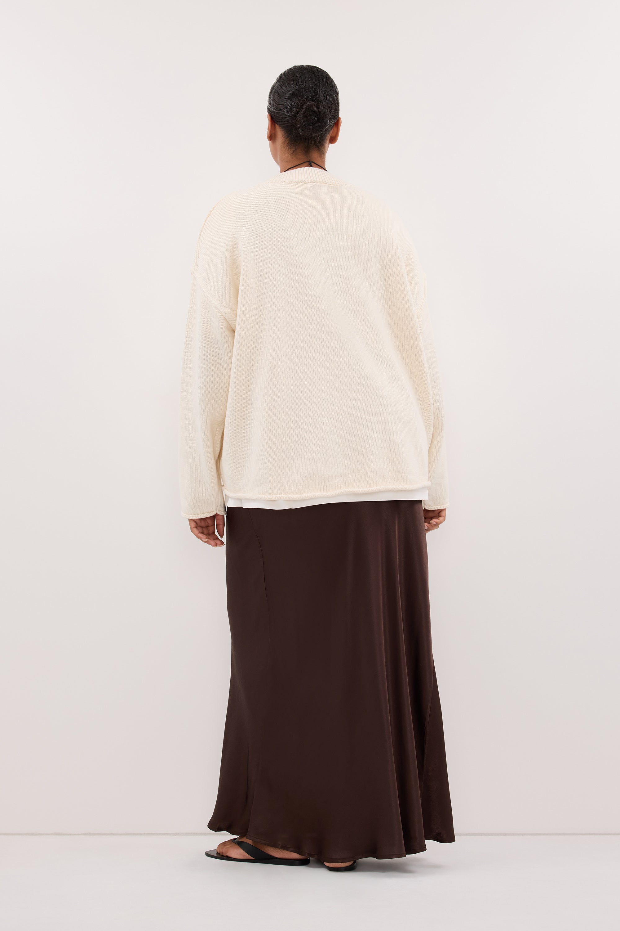 CHARLI BITTER CHOC SATIN MAXI SKIRT