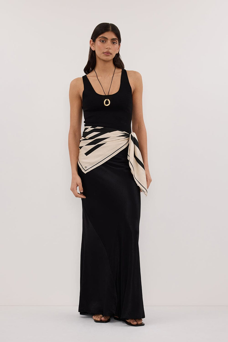 CHARLI BLACK SATIN MAXI SKIRT Clothing DISSH Boutiques 