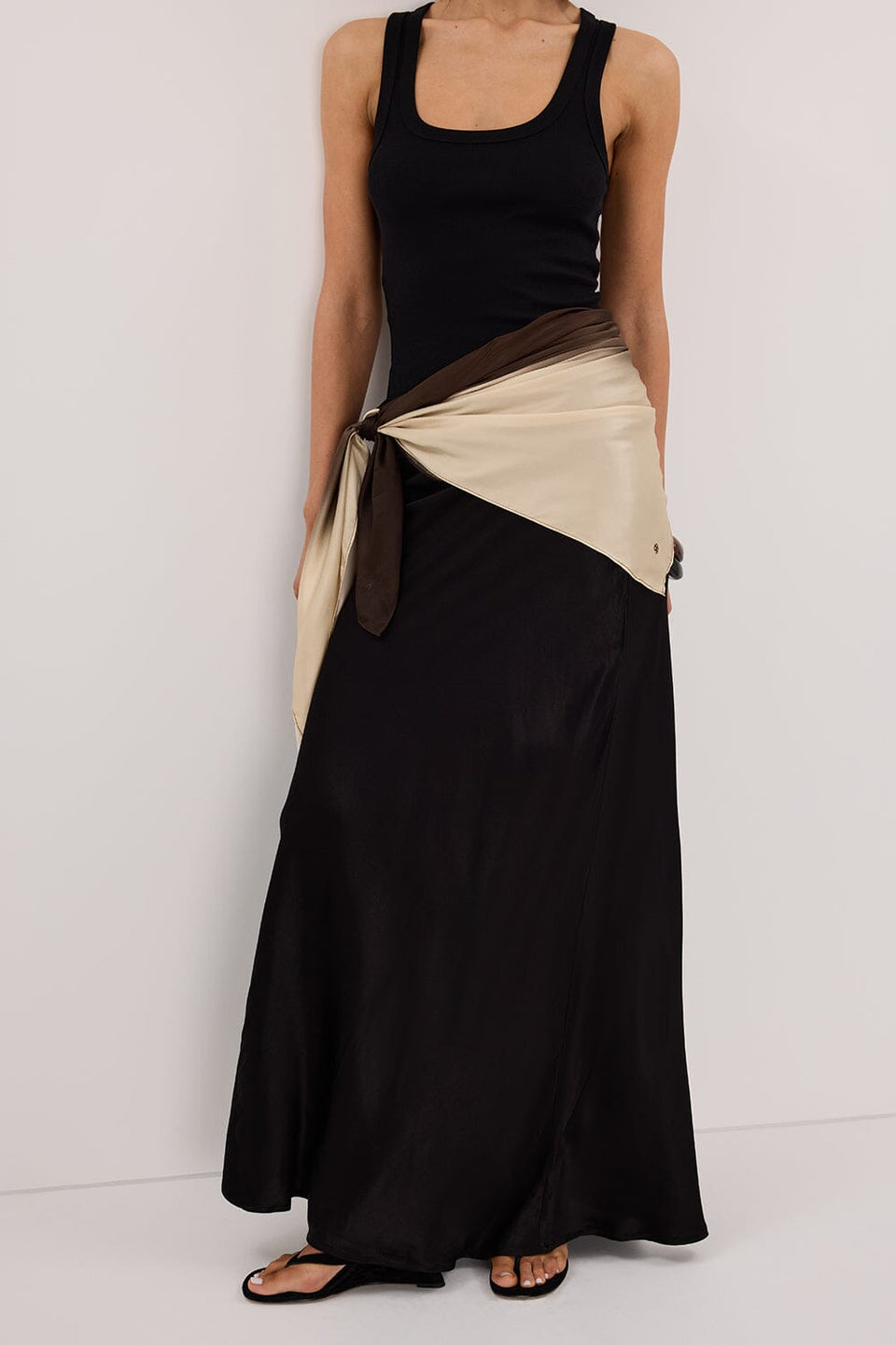 CHARLI BLACK SATIN MAXI SKIRT Clothing DISSH Boutiques 