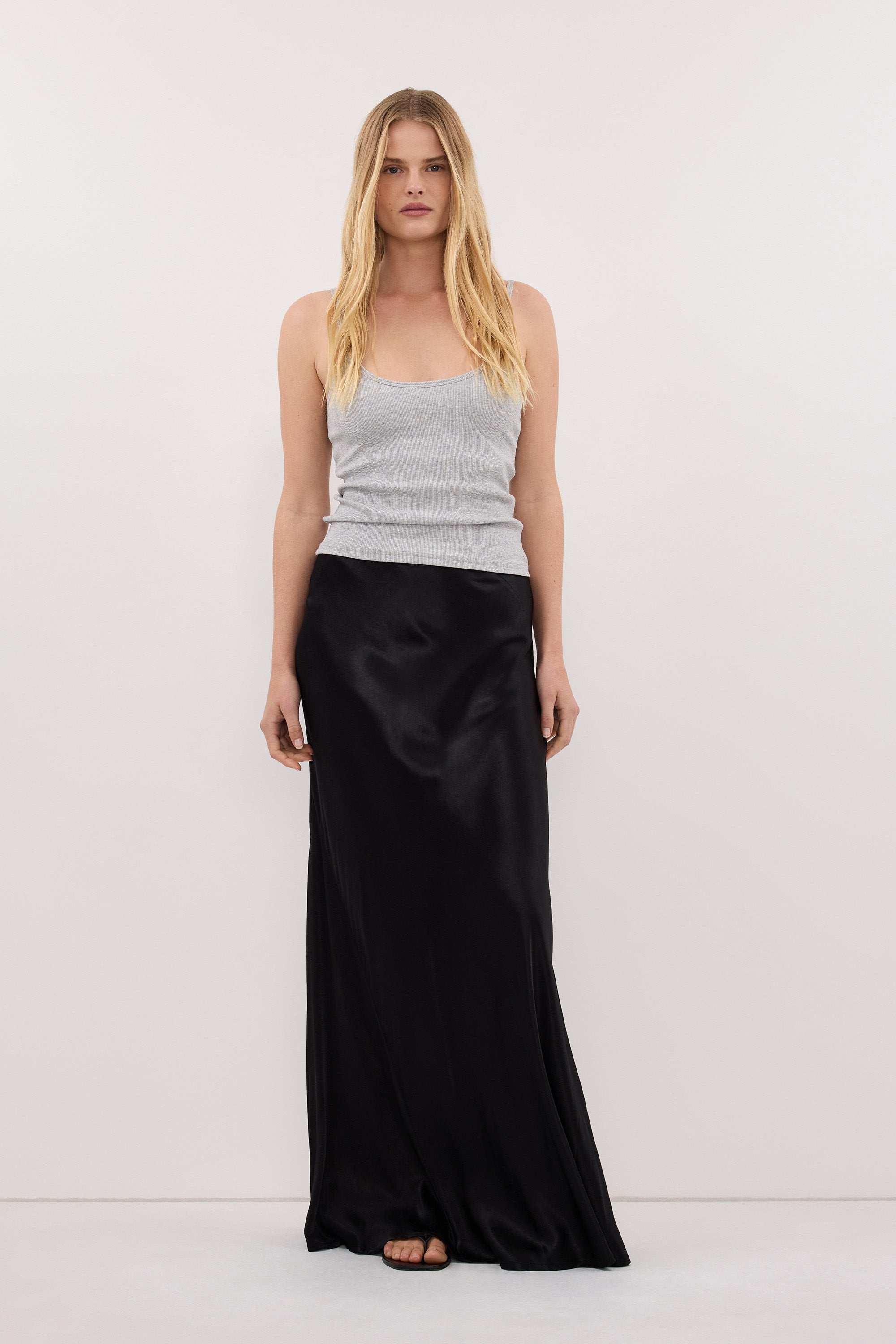 CHARLI BLACK SATIN MAXI SKIRT