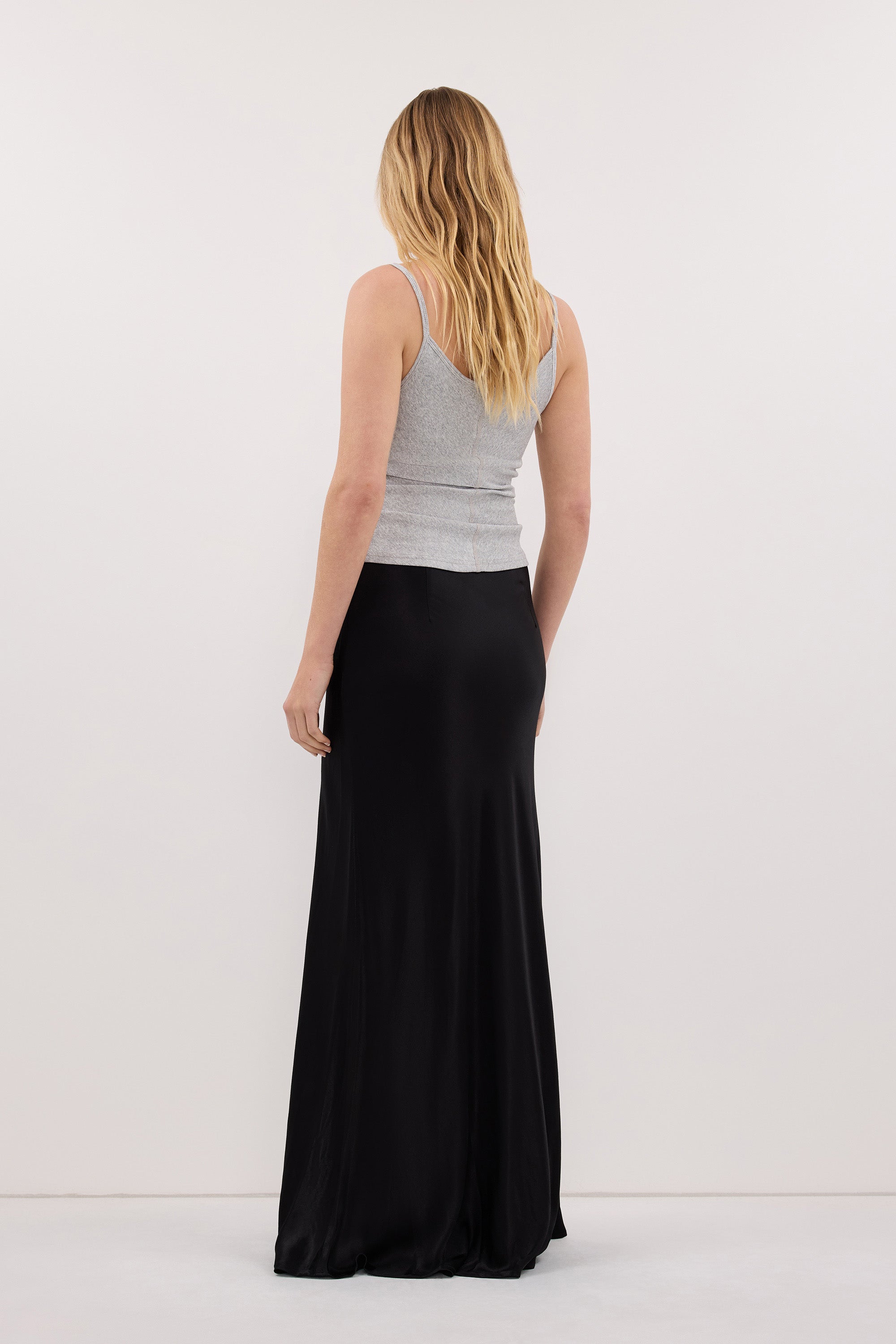 CHARLI BLACK SATIN MAXI SKIRT