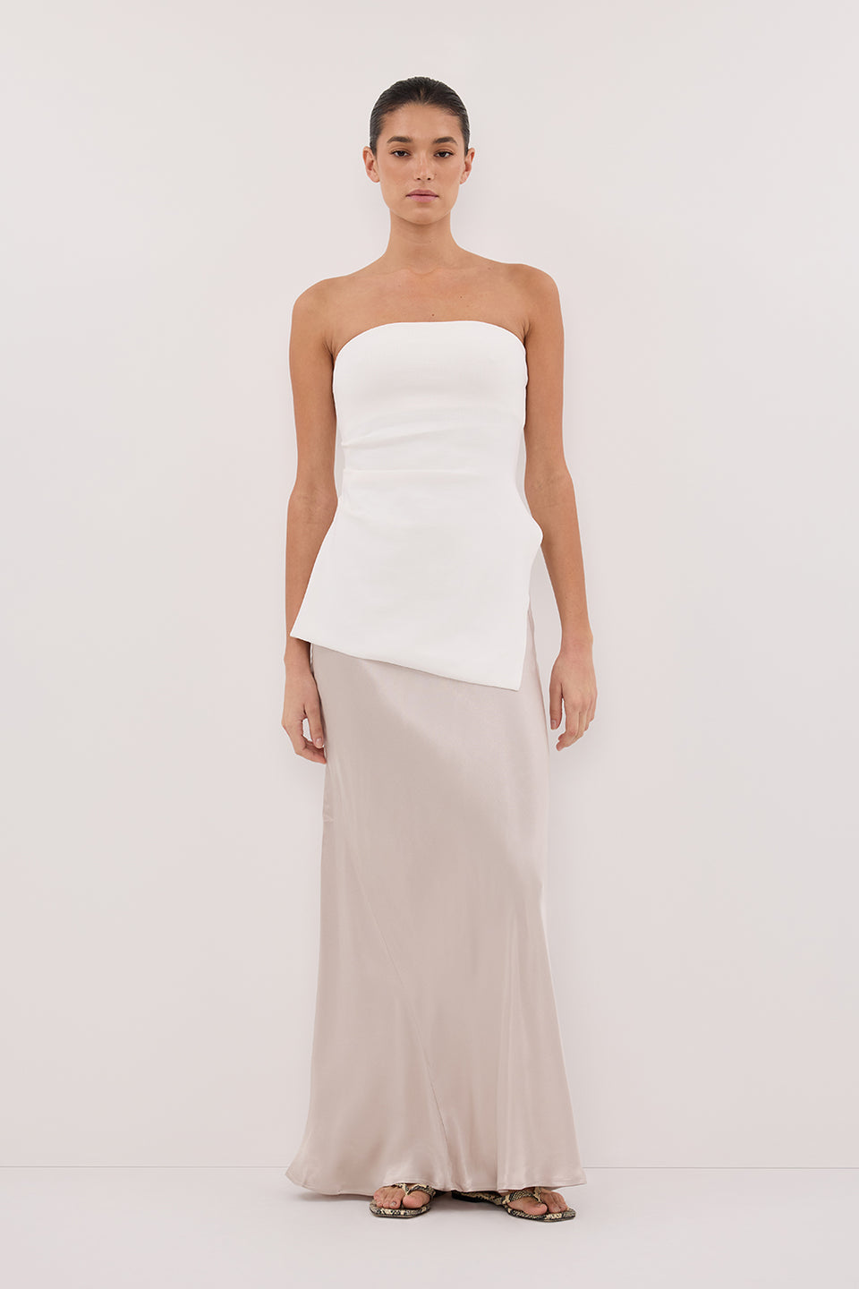 CHARLI CHALK SATIN MAXI SKIRT Clothing DISSH Boutiques 6 CHALK 