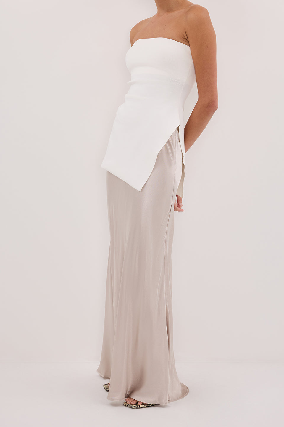 CHARLI CHALK SATIN MAXI SKIRT Clothing DISSH Boutiques 