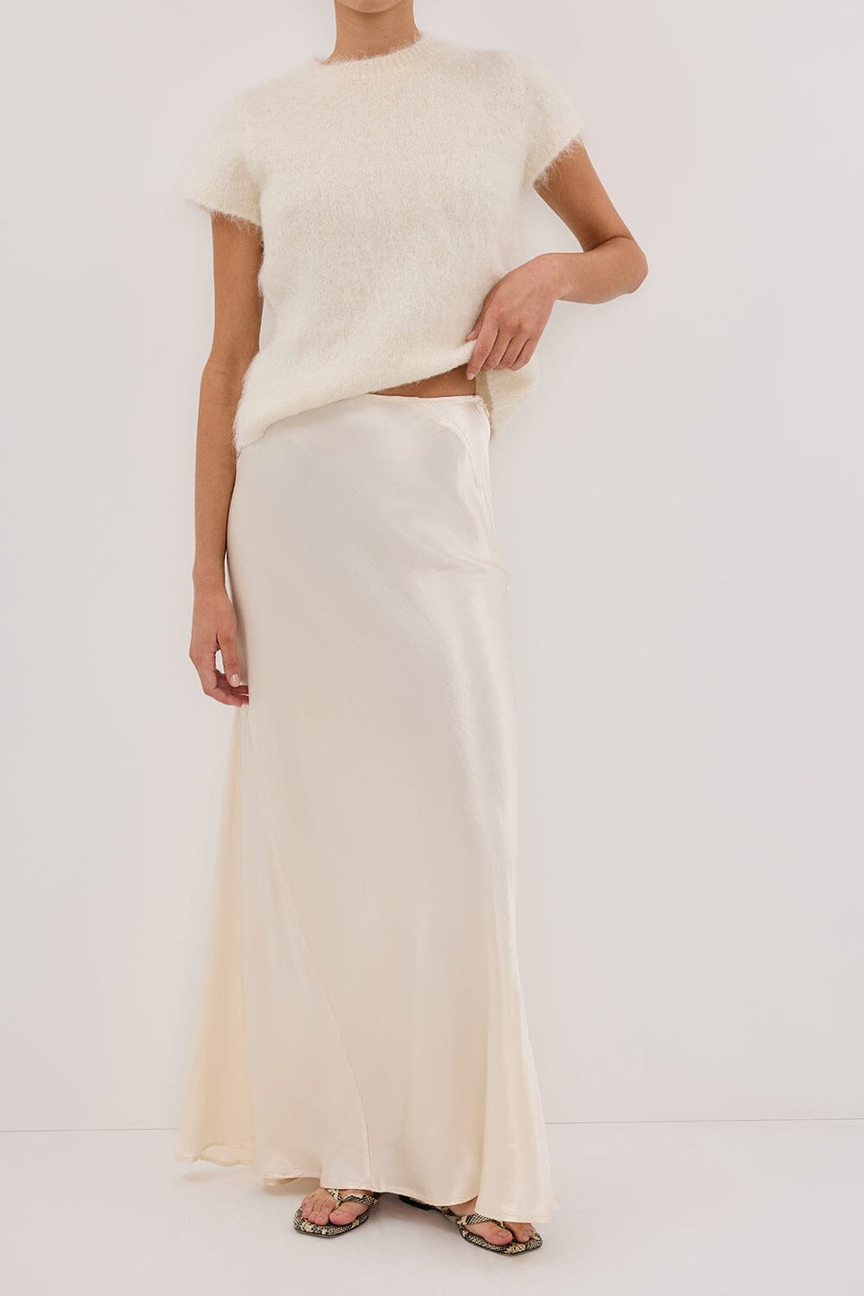 CHARLI CREAM SATIN MAXI SKIRT Clothing DISSH Boutiques 