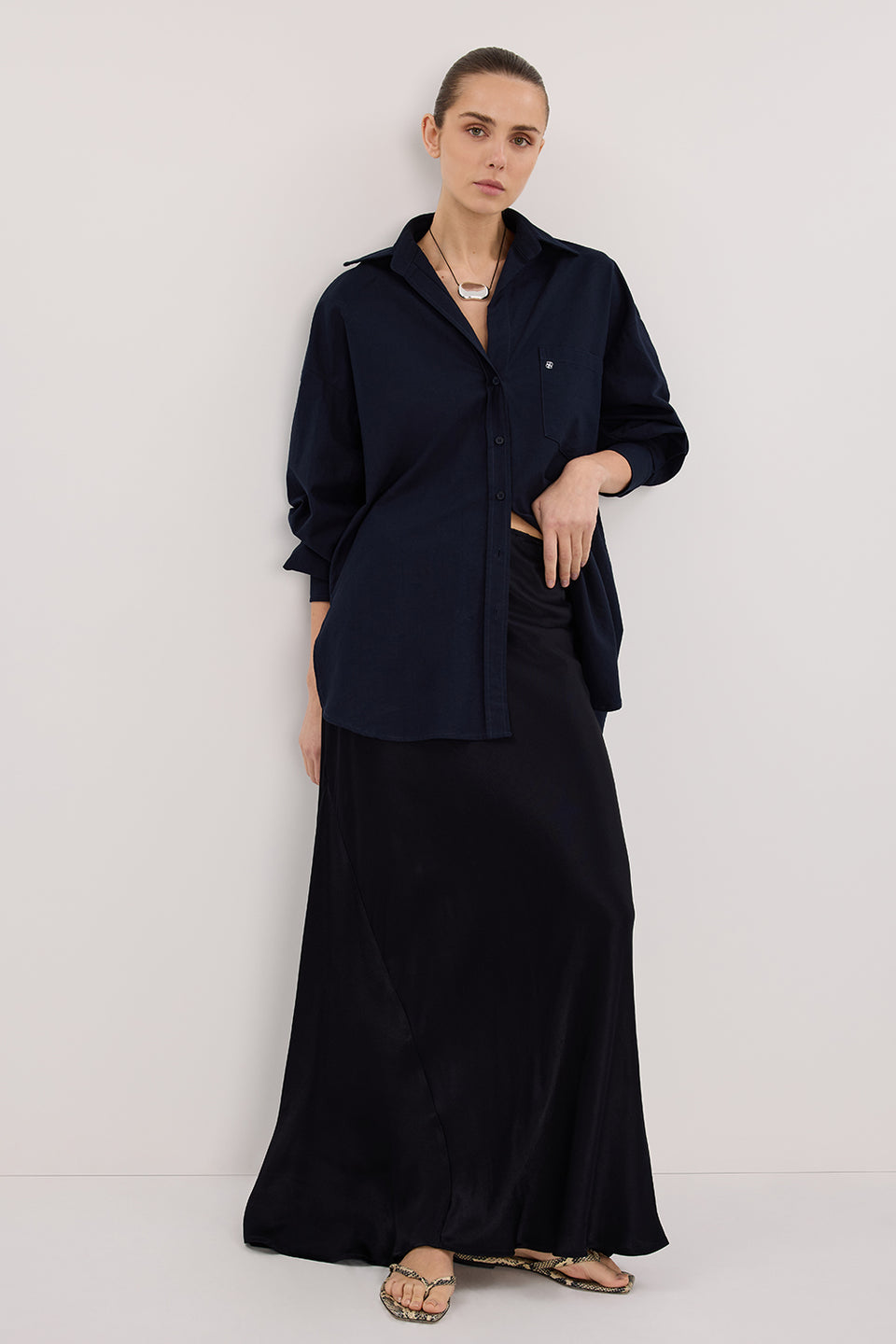 CHARLI INK SATIN MAXI SKIRT Clothing DISSH Boutiques 
