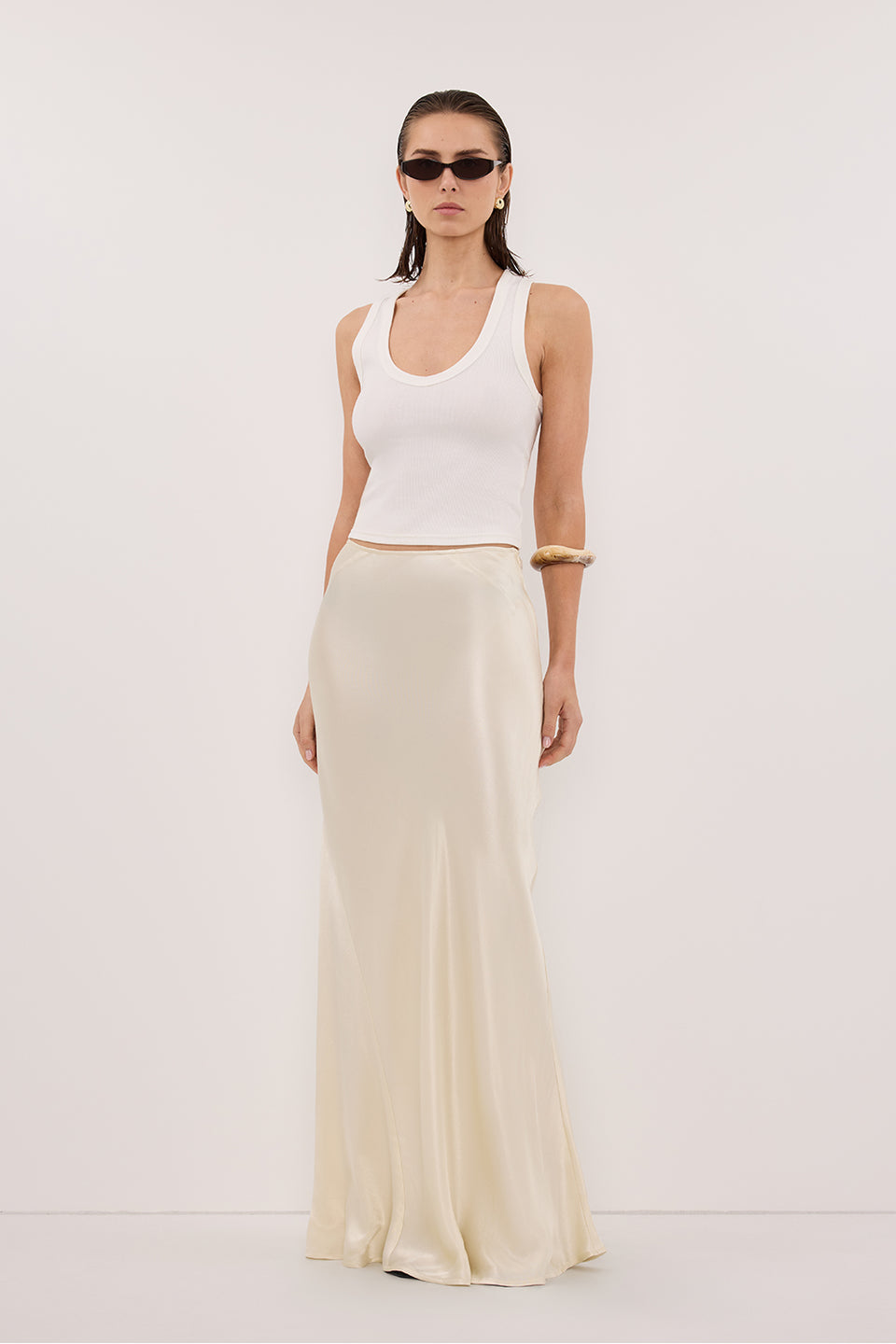 CHARLI STRAW SATIN MAXI SKIRT Clothing DISSH Boutiques 