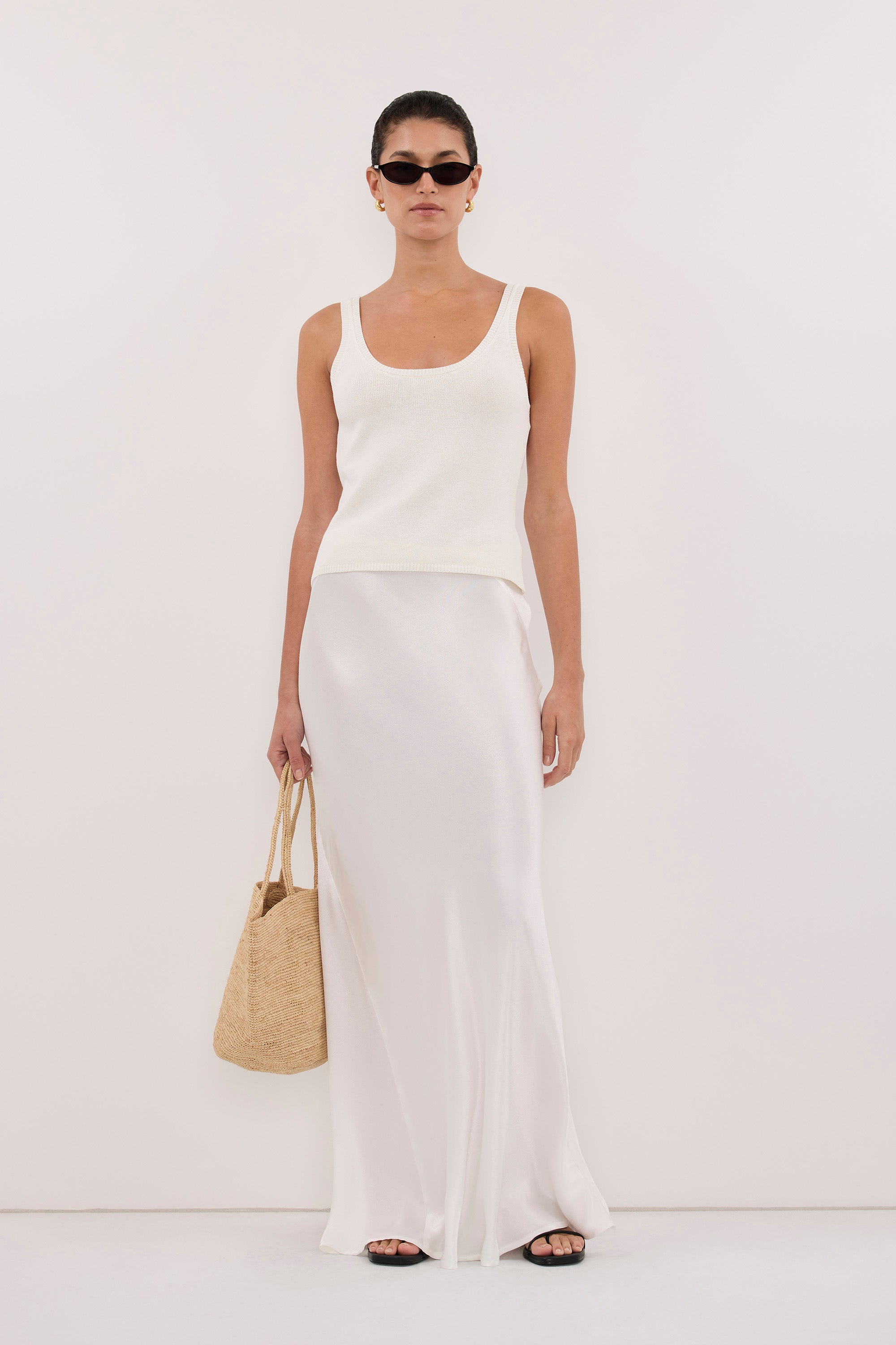 CHARLI WHITE SATIN MAXI SKIRT