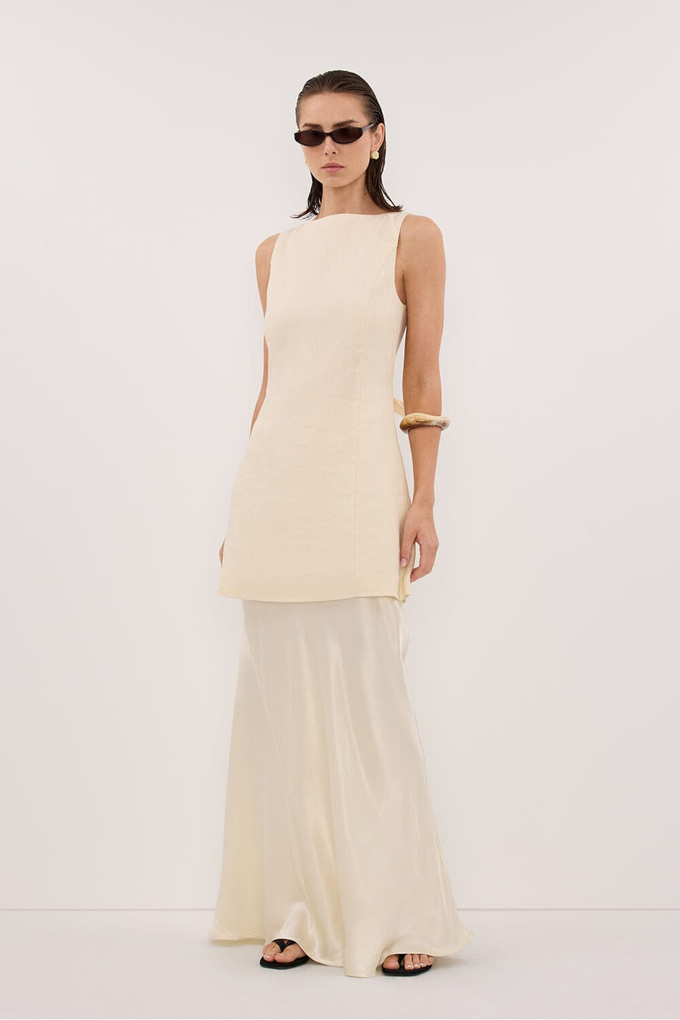 CHARLI STRAW SATIN MAXI SKIRT Clothing DISSH Boutiques 