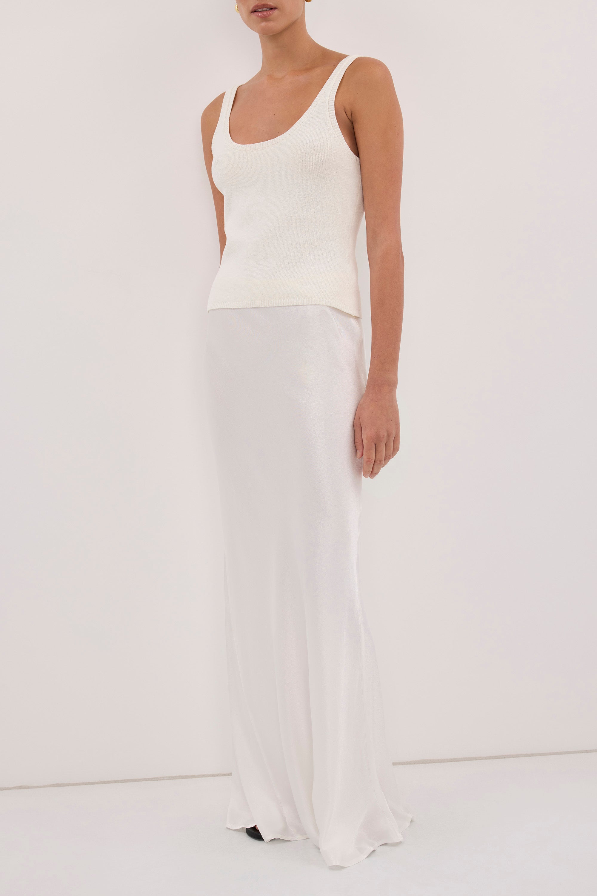 CHARLI WHITE SATIN MAXI SKIRT