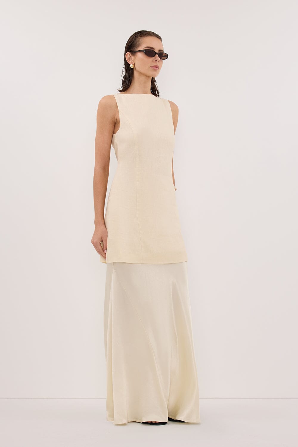 CHARLI STRAW SATIN MAXI SKIRT Clothing DISSH Boutiques 