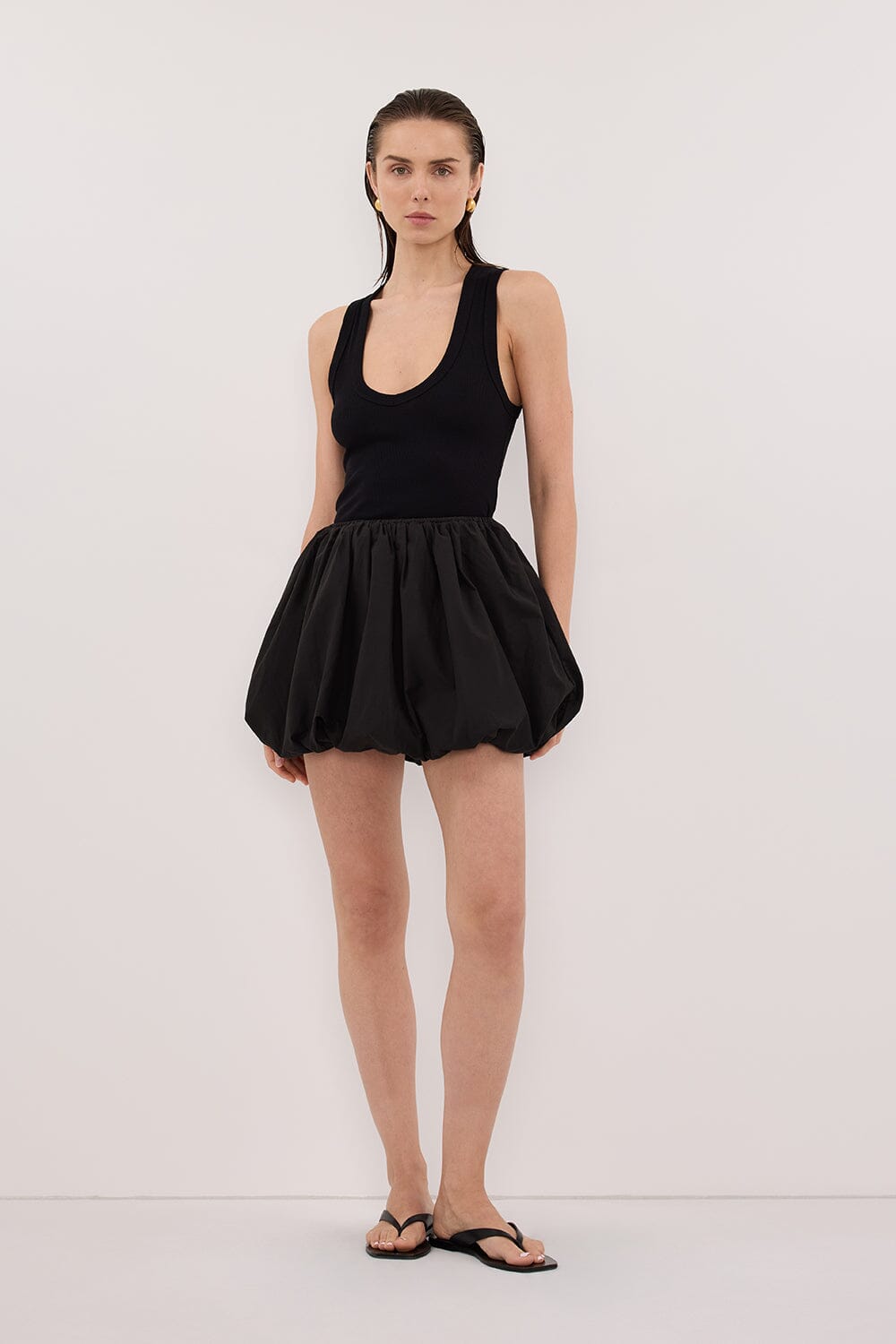 STEVIE BLACK BUBBLE MINI SKIRT Clothing DISSH Boutiques 