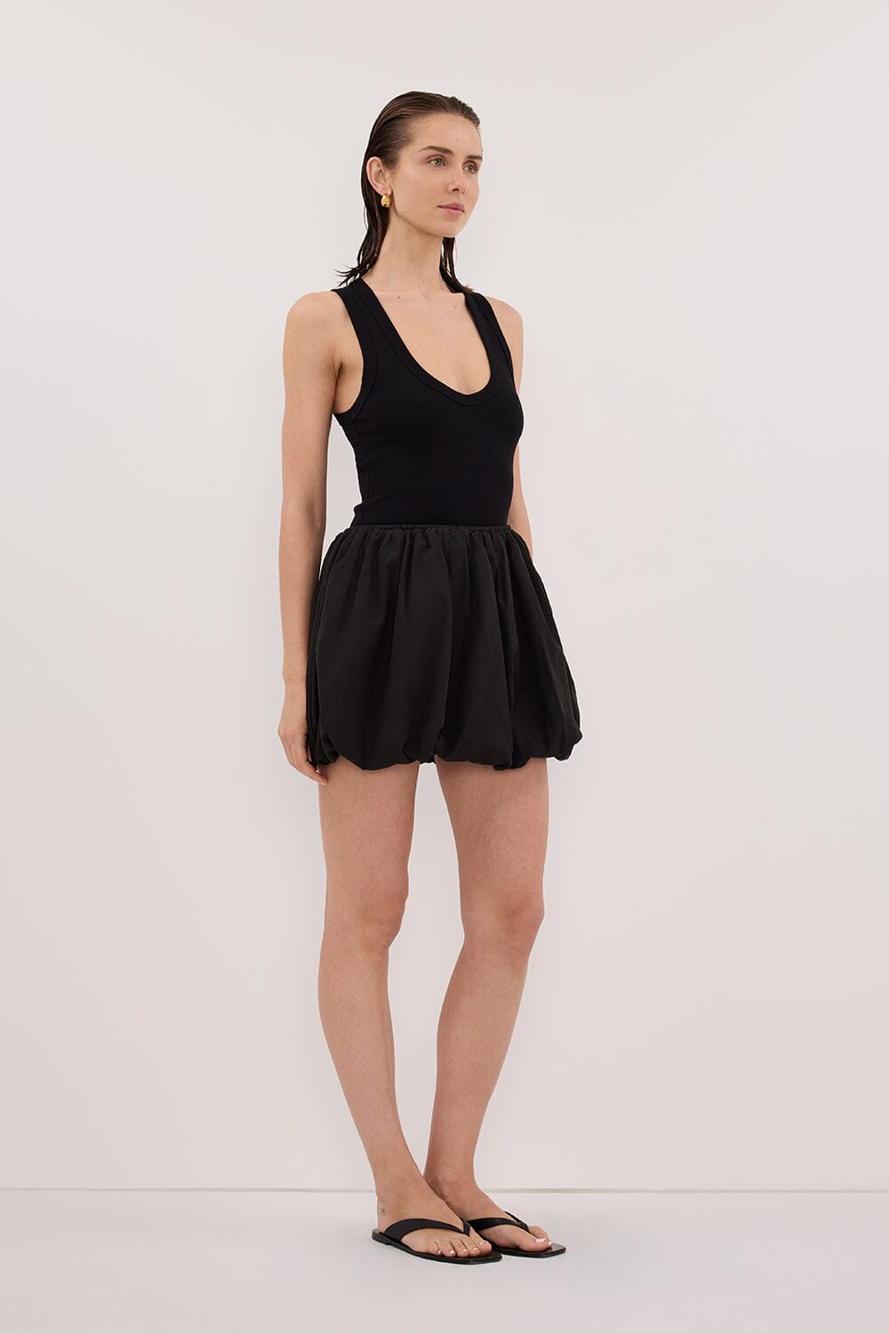 STEVIE BLACK BUBBLE MINI SKIRT Clothing DISSH Boutiques 