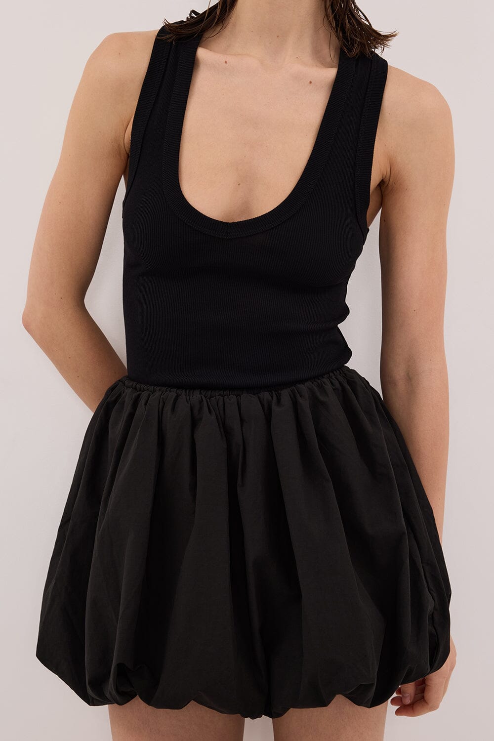 STEVIE BLACK BUBBLE MINI SKIRT Clothing DISSH Boutiques 