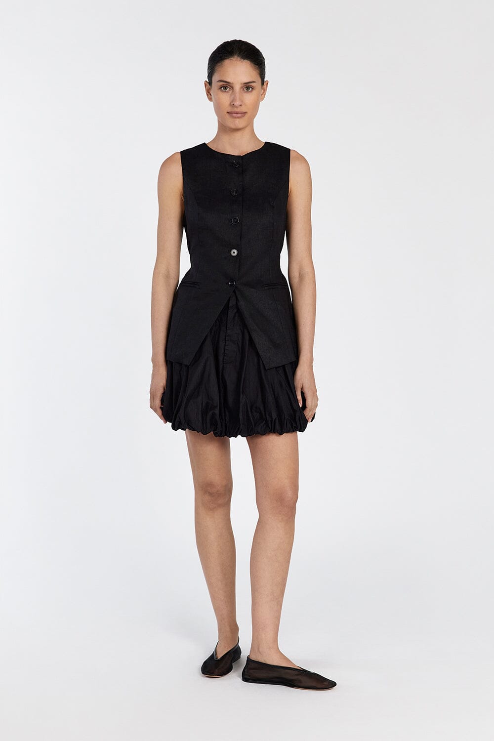 MARIA BLACK LINEN MINI SKIRT Clothing DISSH Boutiques 16 BLACK 