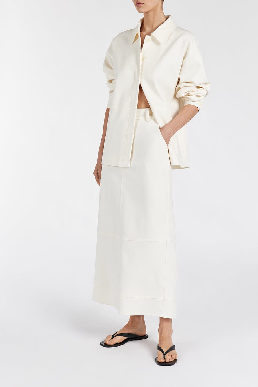 JAC CREAM MIDI SKIRT Clothing DISSH Boutiques 