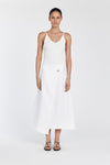 TOMMY WHITE LINEN MIDI SKIRT