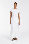 TYRA WHITE LINEN MIDI SKIRT