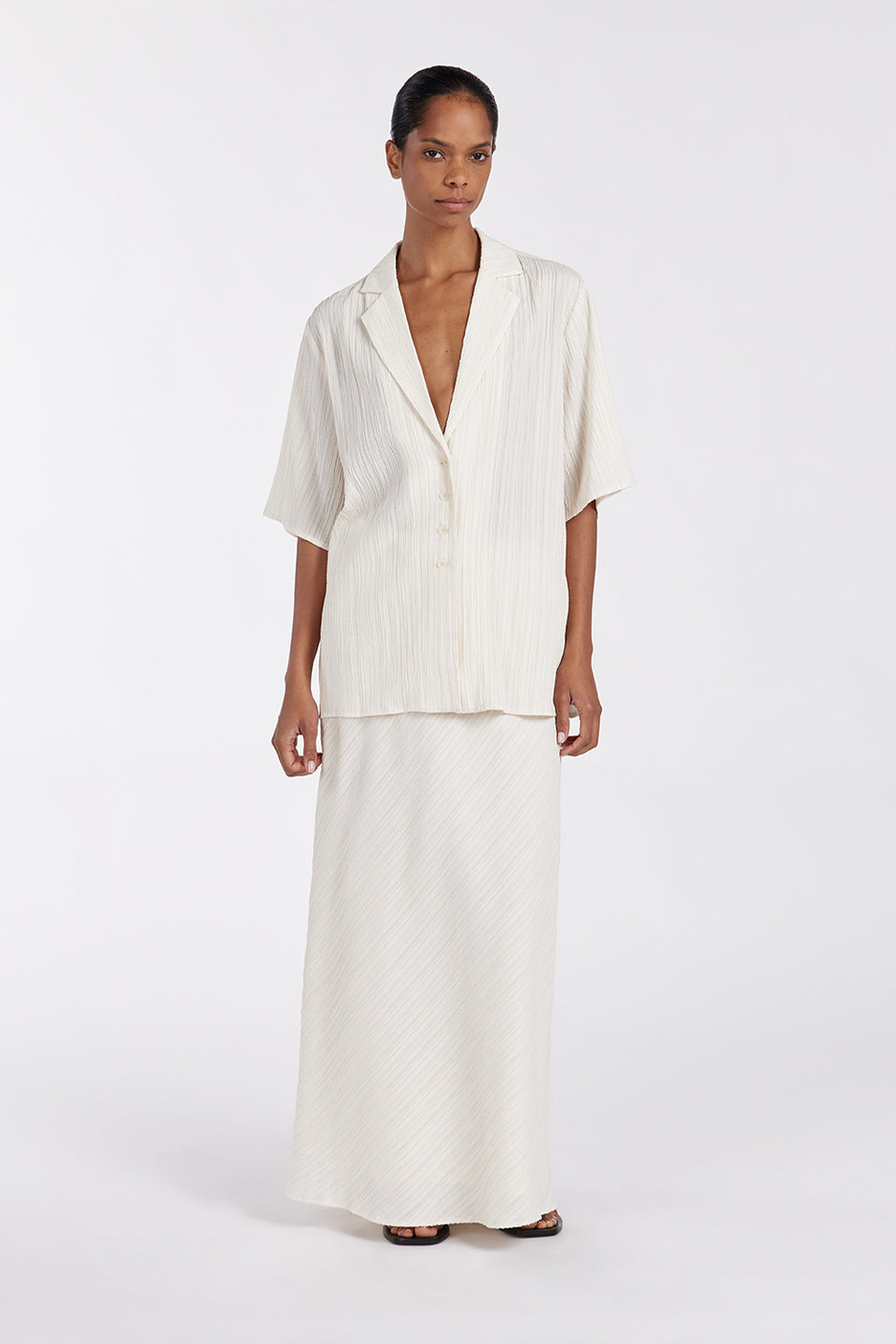 LOZ CREAM DRAWSTRING MIDI SKIRT Clothing DISSH Boutiques 14 CREAM 