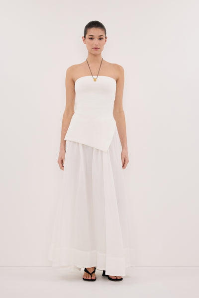 Aude wearing LAYNE WHITE RAMIE MAXI SKIRT