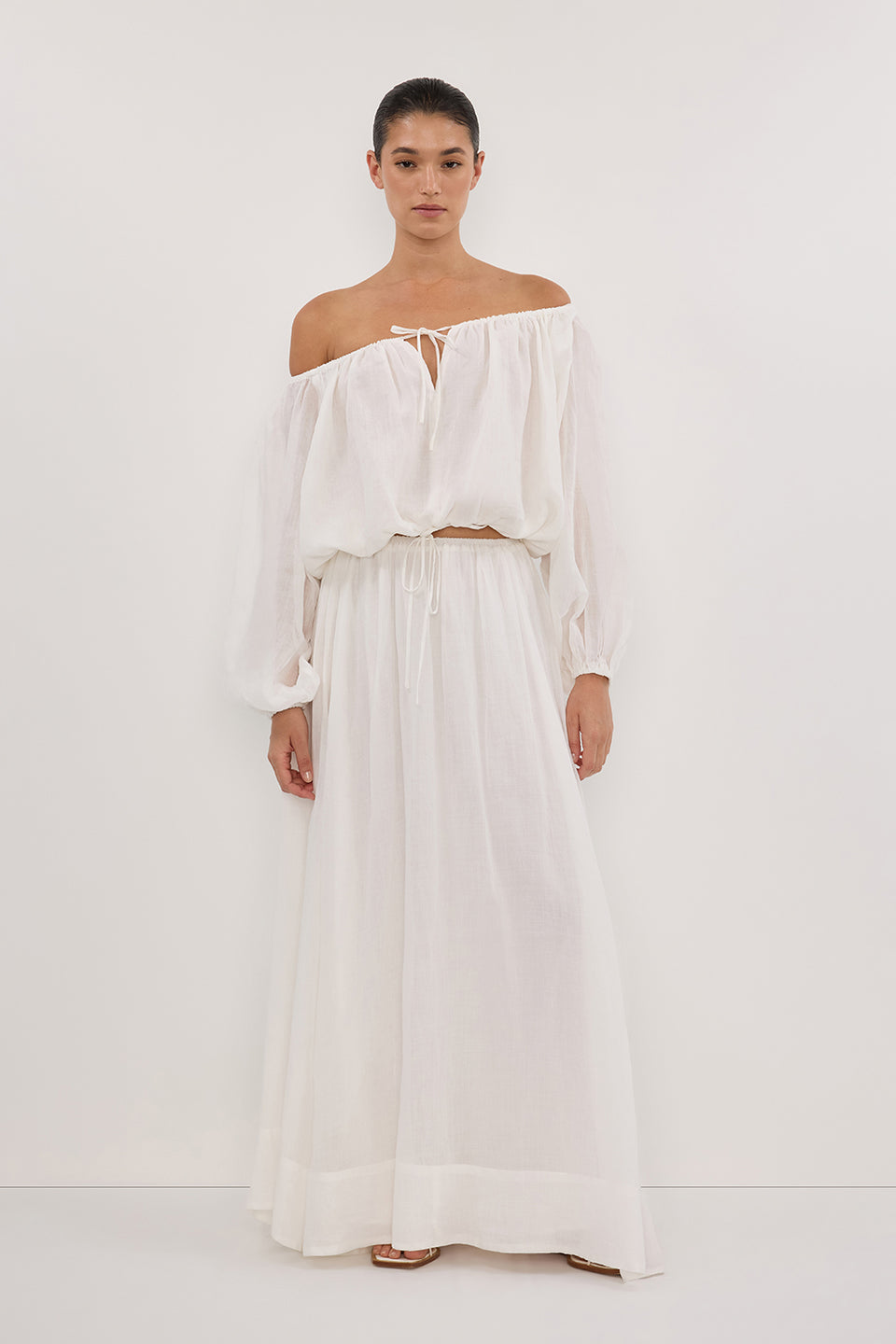 LAYNE WHITE RAMIE MAXI SKIRT Clothing DISSH Boutiques 6 WHITE 
