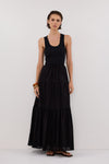 FLETCHER BLACK TIERED MAXI SKIRT