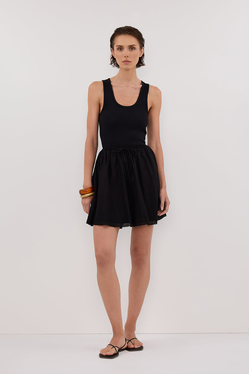 SIA BLACK DRAWSTRING MINI SKIRT Clothing DISSH Boutiques 6 BLACK 